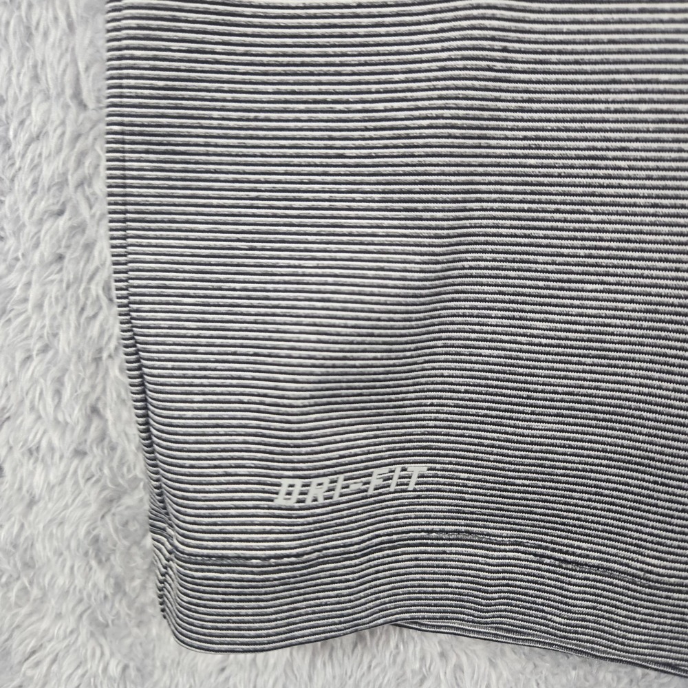 Nike Tiger Woods Dri-FIT Polo Shirt Mens Large Grey White Micro Stripe Golf L - Picture 6 of 12